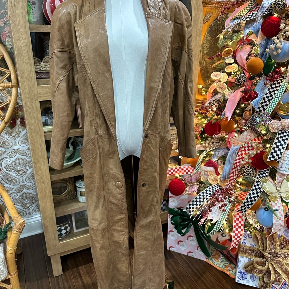 Genuine Leather Michelle Stuart 1989 long jacket women medium